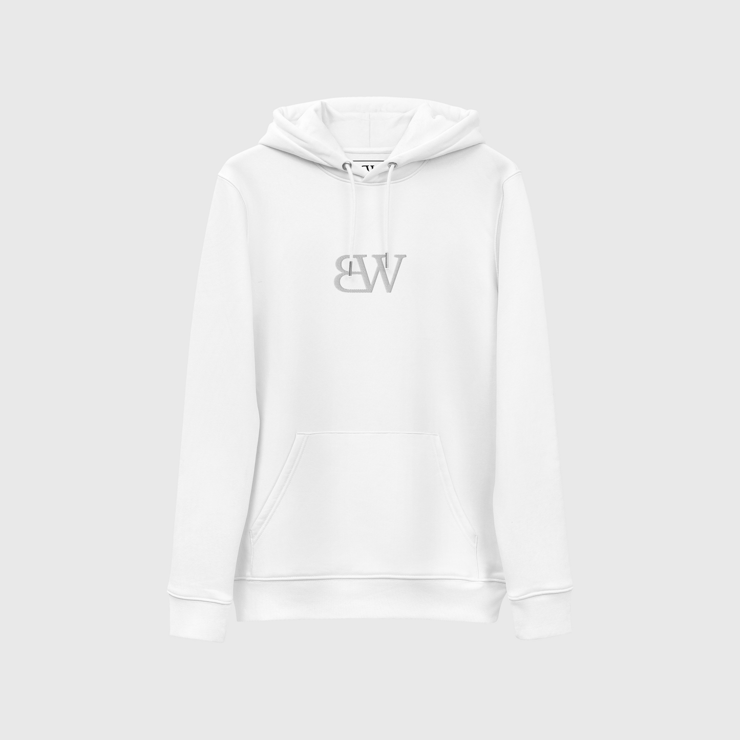 Embroidered BW Logo White Hoodie
